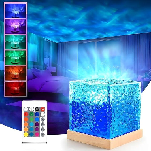 Dynamic Water Ripple Projection Light, USB Portable Night Lamp for Home Decor